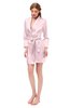 ColsBM D76615 Petal Pink V-neck Cute Long Sleeve Short Robe with White Trim