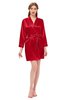 ColsBM D76615 Red V-neck Cute Long Sleeve Short Robe with White Trim