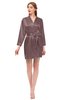 ColsBM D76615 Rose Taupe V-neck Cute Long Sleeve Short Robe with White Trim