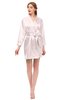 ColsBM D76615 Rosewater Pink V-neck Cute Long Sleeve Short Robe with White Trim