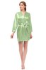 ColsBM D76615 Sage Green V-neck Cute Long Sleeve Short Robe with White Trim