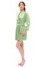 ColsBM D76615 Sage Green V-neck Cute Long Sleeve Short Robe with White Trim