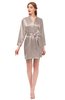 ColsBM D76615 Shadow Gray V-neck Cute Long Sleeve Short Robe with White Trim