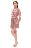 ColsBM D76615 Silver Pink V-neck Cute Long Sleeve Short Robe with White Trim