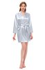 ColsBM D76615 Silver V-neck Cute Long Sleeve Short Robe with White Trim