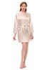 ColsBM D76615 Soft Pink V-neck Cute Long Sleeve Short Robe with White Trim