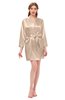 ColsBM D76615 Toasted Almond V-neck Cute Long Sleeve Short Robe with White Trim