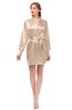 ColsBM D76615 Toasted Almond V-neck Cute Long Sleeve Short Robe with White Trim