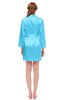 ColsBM D76615 Turquoise V-neck Cute Long Sleeve Short Robe with White Trim