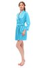 ColsBM D76615 Turquoise V-neck Cute Long Sleeve Short Robe with White Trim