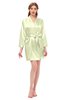 ColsBM D76615 Wax Yellow V-neck Cute Long Sleeve Short Robe with White Trim