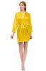 ColsBM D76615 Yellow V-neck Cute Long Sleeve Short Robe with White Trim