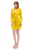 ColsBM D76615 Yellow V-neck Cute Long Sleeve Short Robe with White Trim