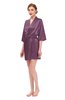 ColsBM D42079 Argyle Purple V-neck Sash Three-fourths Length Sleeve Short Robe