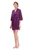 ColsBM D42079 Bright Violet V-neck Sash Three-fourths Length Sleeve Short Robe