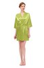 ColsBM D42079 Celery Green V-neck Sash Three-fourths Length Sleeve Short Robe
