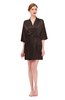 ColsBM D42079 Chocolate Brown V-neck Sash Three-fourths Length Sleeve Short Robe
