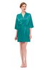 ColsBM D42079 Emerald Green V-neck Sash Three-fourths Length Sleeve Short Robe