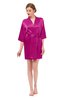 ColsBM D42079 Hot Pink V-neck Sash Three-fourths Length Sleeve Short Robe