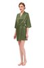 ColsBM D42079 Loden Green V-neck Sash Three-fourths Length Sleeve Short Robe