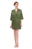 ColsBM D42079 Loden Green V-neck Sash Three-fourths Length Sleeve Short Robe