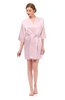 ColsBM D42079 Petal Pink V-neck Sash Three-fourths Length Sleeve Short Robe