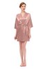 ColsBM D42079 Silver Pink V-neck Sash Three-fourths Length Sleeve Short Robe
