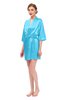 ColsBM D42079 Turquoise V-neck Sash Three-fourths Length Sleeve Short Robe