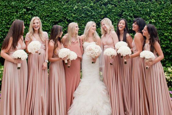 dusty rose and gold bridesmaid dresses