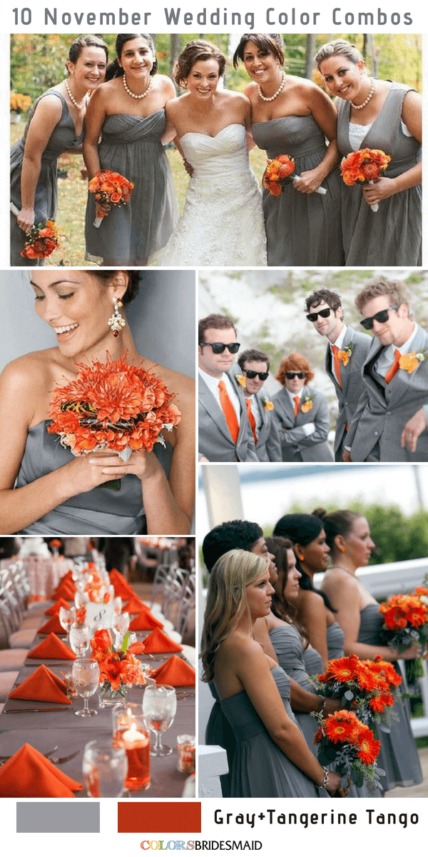 10 Gorgeous November Wedding Color Palettes in 2018 - Gray and Tango