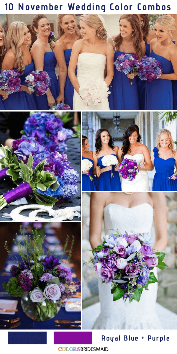 10 Gorgeous November Wedding Color Palettes in 2018 - Royal Blue and Purple