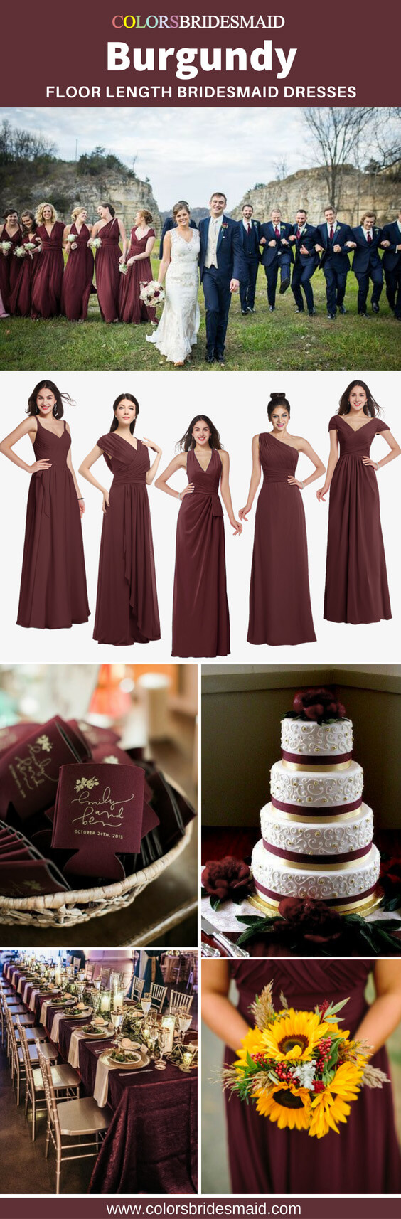 burgundy floor length bridesmaid dresses