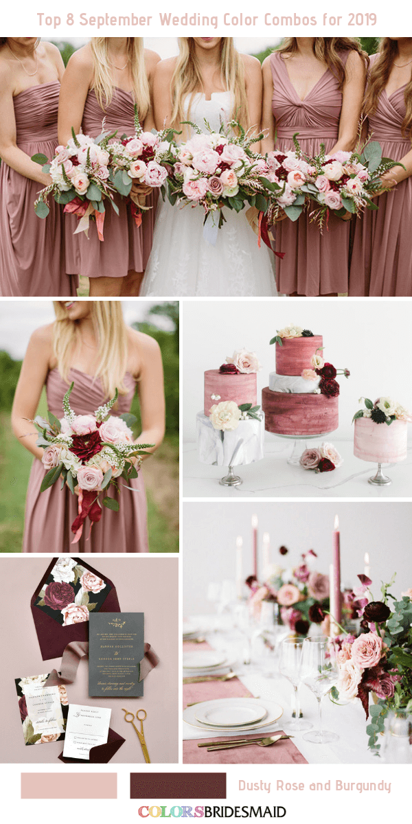 September Wedding flowers -  Combos for 2019- Dusty Rose + Burgundy