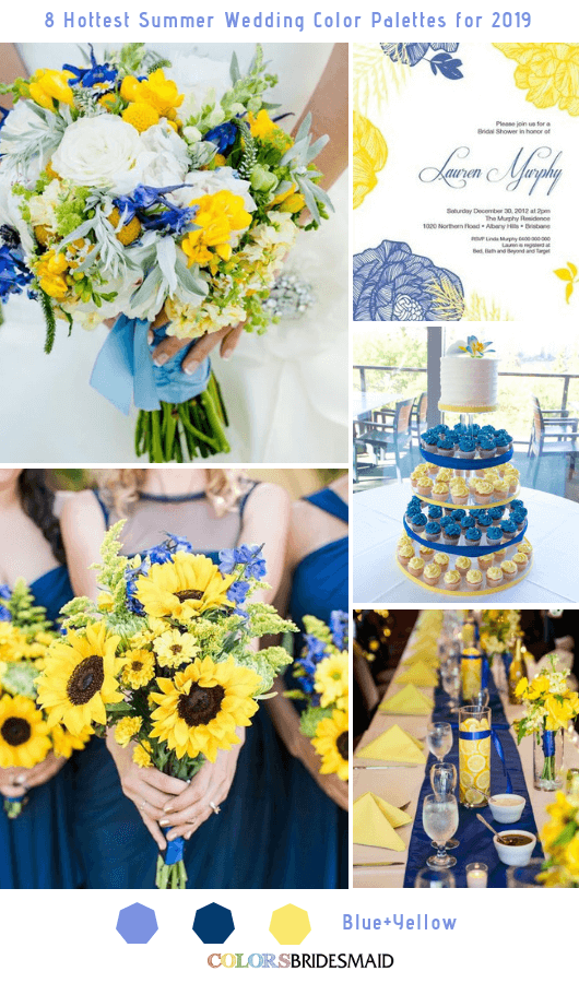 8 Fresh Summer Wedding Color Palettes and ideas for 2019 - Blue and Yellow