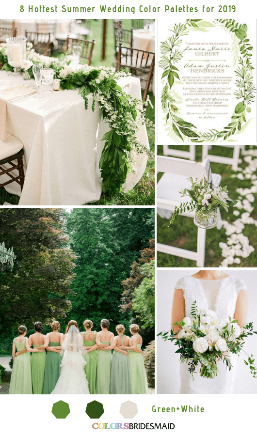 8 Fresh Summer Wedding Color Palettes and ideas for 2019 - Green and White