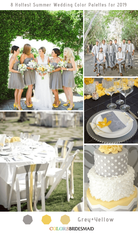 8 Fresh Summer Wedding Color Palettes and ideas for 2019 - Grey and Yellow