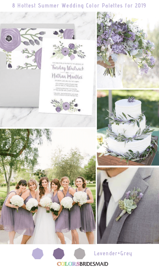 8 Fresh Summer Wedding Color Palettes and ideas for 2019 - Lavender and Grey