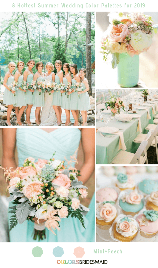 8 Fresh Summer Wedding Color Palettes and ideas for 2019 - Mint and Peach