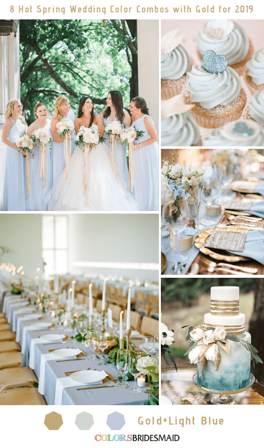 8 Hottest Spring Wedding Color Combos with Gold for 2019 - Light Blue and Gold