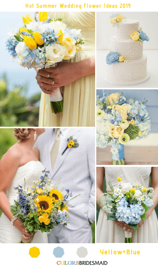 8 Hottest Summer Wedding Flowers Ideas for 2019 - Yellow and Blue