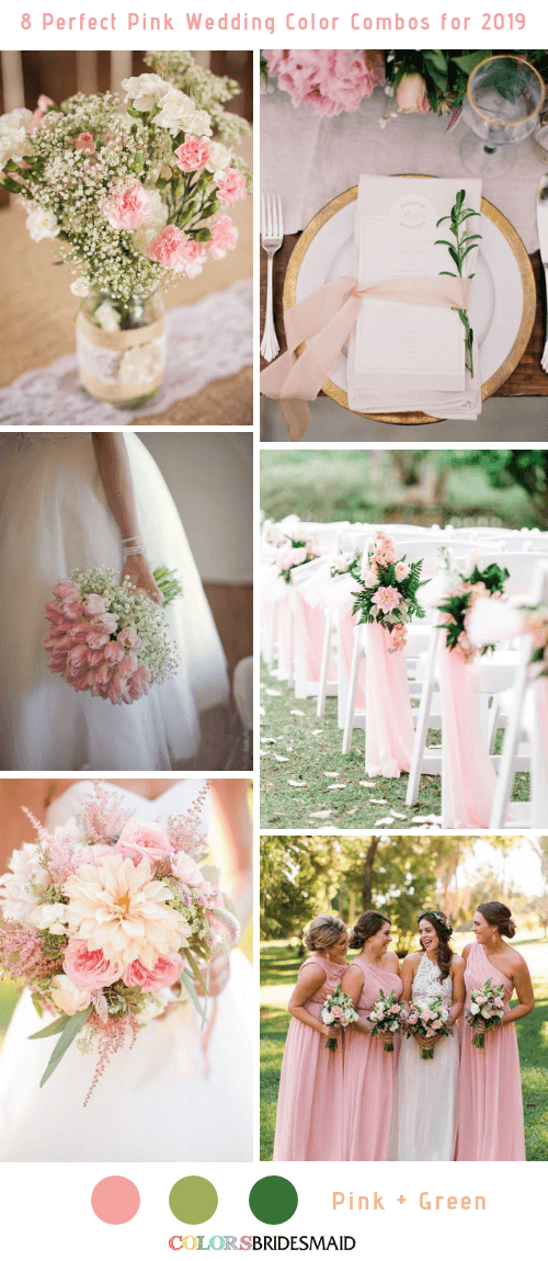 8 Perfect Pink Wedding Color Combos for 2019 - Pink and Green