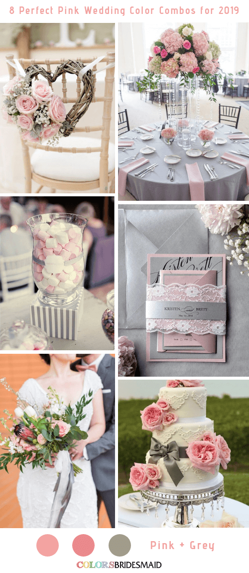 8 Perfect Pink Wedding Color Combos for 2019 - Pink and Grey