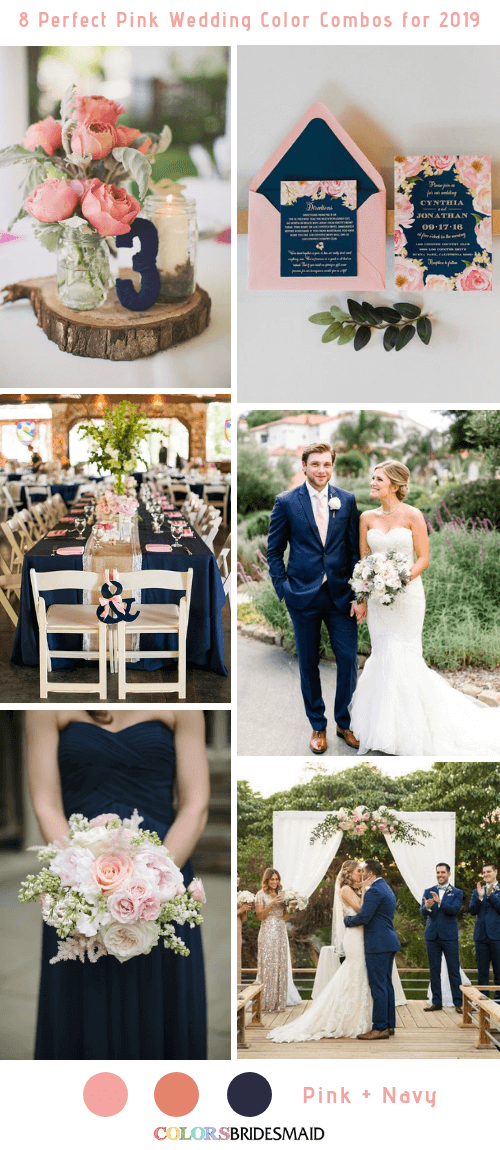 8 Perfect Pink Wedding Color Combos for 2019 - Pink and Navy