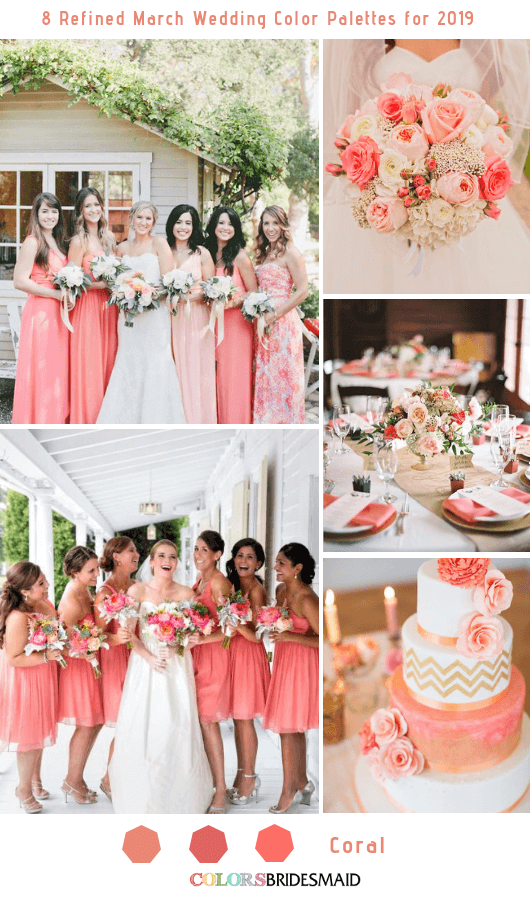 8 Refined March Wedding Color Palettes for 2019 - Coral