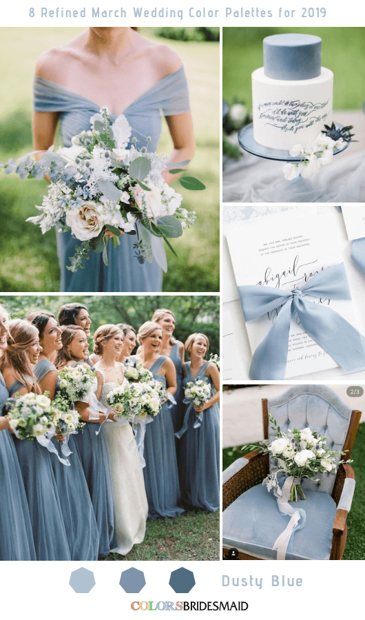8 Refined March Wedding Color Palettes for 2019 - Dusty Blue