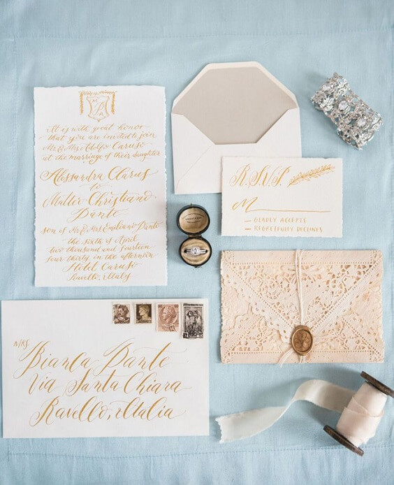 neutral colored invitations for fall ice blue wedding