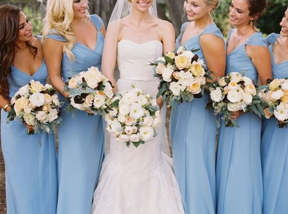 sky blue bridesmaid dresses for fall sky blue wedding