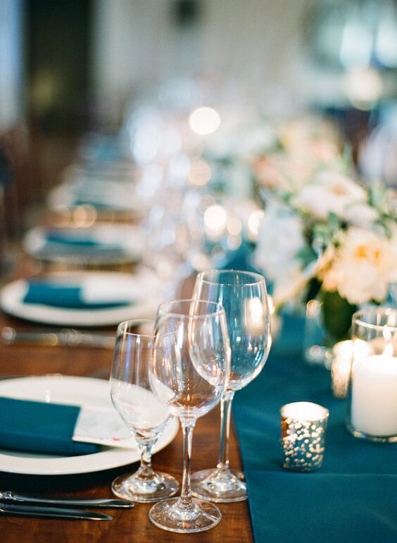 teal table decorations for fall teal wedding