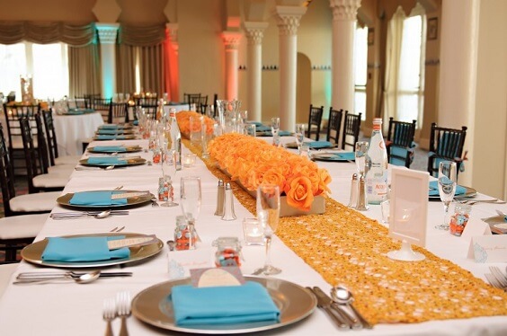 table decorations for fall turquoise wedding