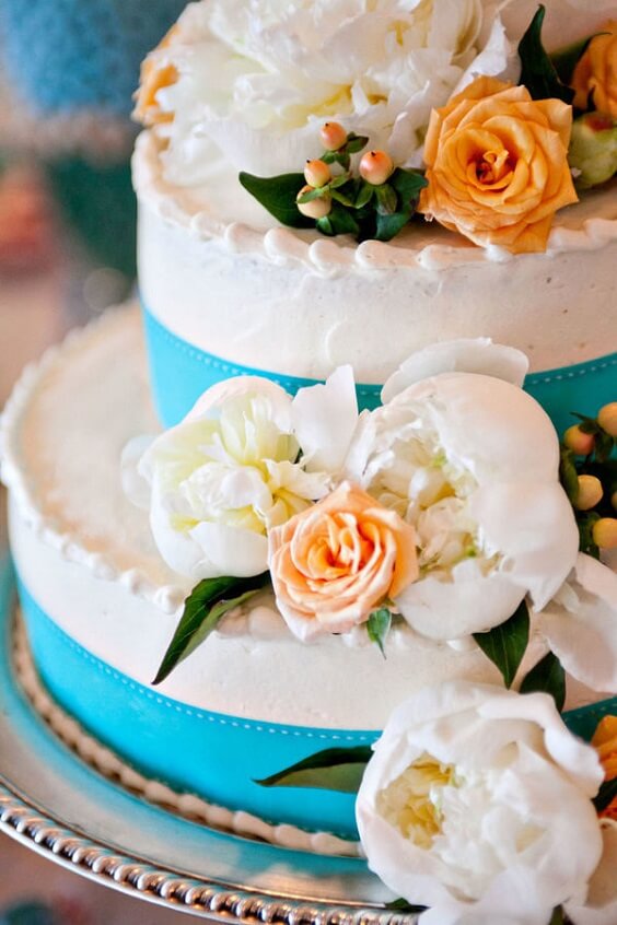 turquoise wedding cake for fall turquoise wedding